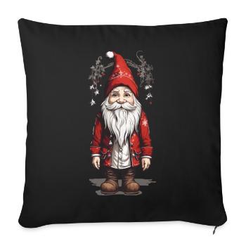 Gnome de Noël rétro à Noël - Housse de coussin décorative 45 x 45 cm - noir - Devant