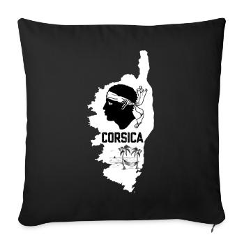 L’île de Corse avec des palmiers, la mer et un hamac - Housse de coussin décorative 45 x 45 cm - noir - Devant