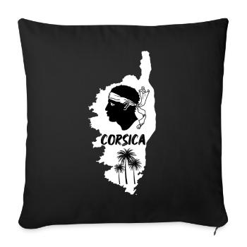 Carte des îles de la Corse avec palmiers et mer France - Housse de coussin décorative 45 x 45 cm - noir - Devant