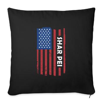 Drapeau de Shar Pei Us - Housse de coussin décorative 45 x 45 cm - noir - Devant