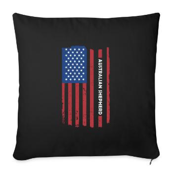 Chien Aussie Us Drapeau - Housse de coussin décorative 45 x 45 cm - noir - Devant