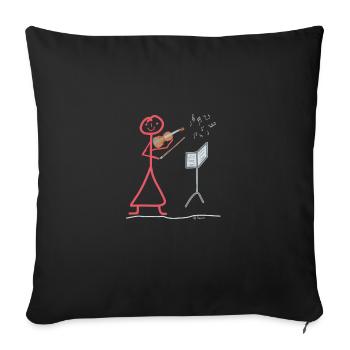 Stick figures Violin Music Woman Instrument - Sofa pillowcase 17,3'' x 17,3'' (45 x 45 cm) - black - Front