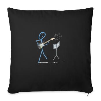 E Guitar Stick Figure Bass Music Rock - Housse de coussin décorative 45 x 45 cm - noir - Devant