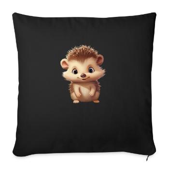 Hérisson mignon pour bébés et enfants - Housse de coussin décorative 45 x 45 cm - noir - Devant