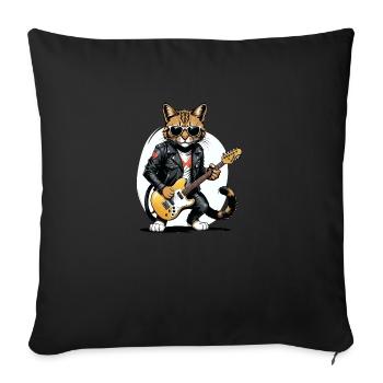 Cat Rocker Cat HardRock Gift - Housse de coussin décorative 45 x 45 cm - noir - Devant