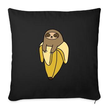 Cute Banana Sloth. - Sofa pillowcase 17,3'' x 17,3'' (45 x 45 cm) - black - Front