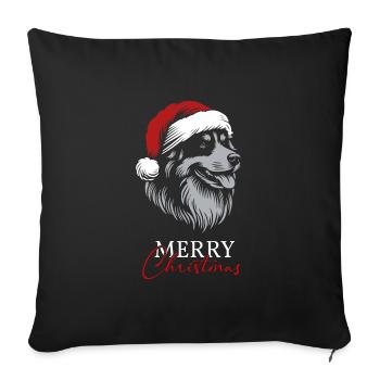 Australian Shepherd Merry Christmas, Dog Head - Sofa pillowcase 17,3'' x 17,3'' (45 x 45 cm) - black - Front