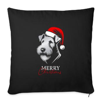 Airedale Terrier Joyeux Noël, Tête De Chien - Housse de coussin décorative 45 x 45 cm - noir - Devant