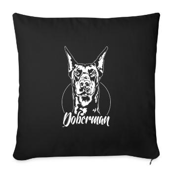 Doberman Pinscher chien Portrait chiens Wilsigns - Housse de coussin décorative 45 x 45 cm - noir - Devant