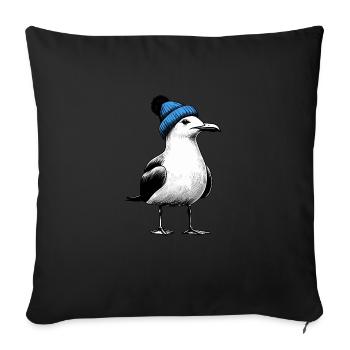 North Sea Harbor Moin Seagull Beanie Beanie Blue - Sofa pillowcase 17,3'' x 17,3'' (45 x 45 cm) - black - Front