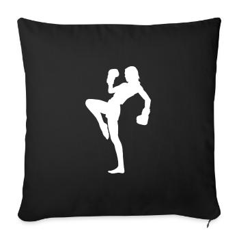 Boxe Kickboxeur Hommes Boxe Femmes Kickboxing - Housse de coussin décorative 45 x 45 cm - noir - Devant