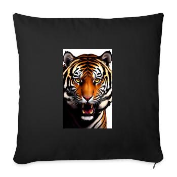 Tigre | Animal | Prédateur | Rugissement | Roi | Asie - Housse de coussin décorative 45 x 45 cm - noir - Devant