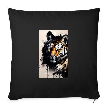 Tigre | Animal | Prédateur | Rugissement | Roi | Asie - Housse de coussin décorative 45 x 45 cm - noir - Devant