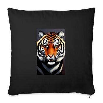 Tigre | Animal | Prédateur | Rugissement | Roi | Asie - Housse de coussin décorative 45 x 45 cm - noir - Devant
