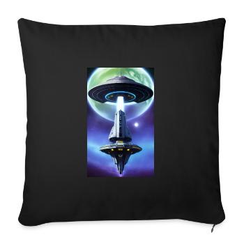 Alien | UFO | Spaceship | UAP | alien - Sofa pillowcase 17,3'' x 17,3'' (45 x 45 cm) - black - Front