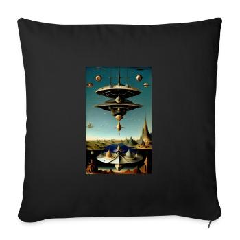 Alien | UFO | Spaceship | UAP | alien - Sofa pillowcase 17,3'' x 17,3'' (45 x 45 cm) - black - Front