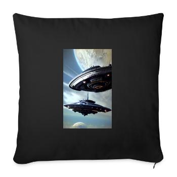 Alien | UFO | Spaceship | UAP | alien - Sofa pillowcase 17,3'' x 17,3'' (45 x 45 cm) - black - Front
