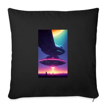 Extraterrestre | OVNI | Vaisseau spatial | PAU | étranger - Housse de coussin décorative 45 x 45 cm - noir - Devant