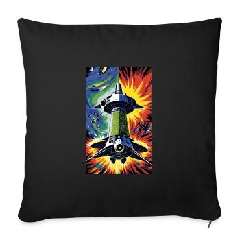 Alien | UFO | Spaceship | UAP | alien - Sofa pillowcase 17,3'' x 17,3'' (45 x 45 cm) - black - Front