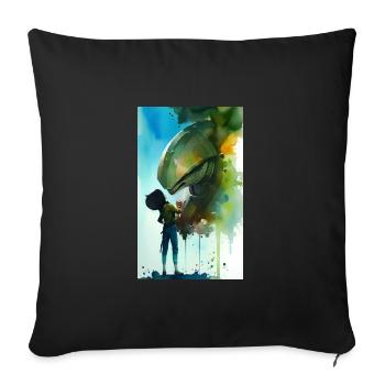 Alien | UFO | Spaceship | UAP | alien - Sofa pillowcase 17,3'' x 17,3'' (45 x 45 cm) - black - Front