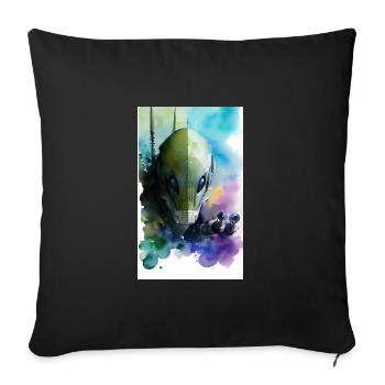 Alien | UFO | Spaceship | UAP | alien - Sofa pillowcase 17,3'' x 17,3'' (45 x 45 cm) - black - Front