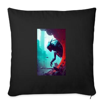 Alien | UFO | Raumschiff | UAP | außerirdische - Sofakissenbezug 45 x 45 cm - Schwarz - Vorne