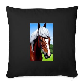 Cheval | Équitation | Animal | Monture | Coloré - Housse de coussin décorative 45 x 45 cm - noir - Devant