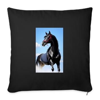 Cheval | Équitation | Animal | Monture | Coloré - Housse de coussin décorative 45 x 45 cm - noir - Devant