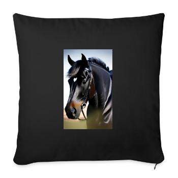Cheval | Équitation | Animal | Monture | Coloré - Housse de coussin décorative 45 x 45 cm - noir - Devant