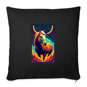 Cheval | Équitation | Animal | Monture | Coloré - Housse de coussin décorative 45 x 45 cm - noir - Devant
