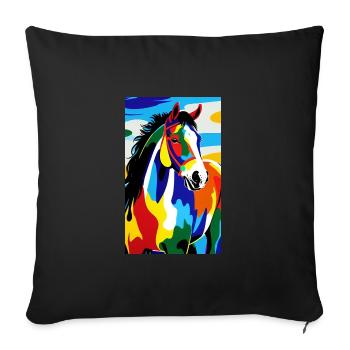 Cheval | Équitation | Animal | Monture | Coloré - Housse de coussin décorative 45 x 45 cm - noir - Devant