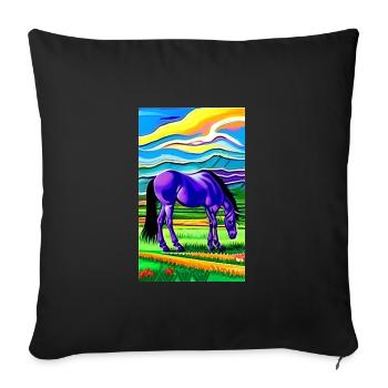 Horse | Horseback riding | Animal | Mount | Colorful - Sofa pillowcase 17,3'' x 17,3'' (45 x 45 cm) - black - Front
