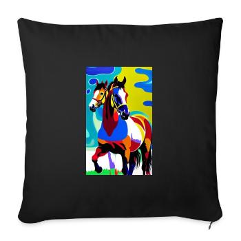 Pferd | reiten | Tier | Reittier | Impressionismus - Sofakissenbezug 45 x 45 cm - Schwarz - Vorne