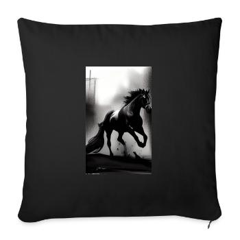 Cheval | Équitation | Animal | Monture | Coloré - Housse de coussin décorative 45 x 45 cm - noir - Devant