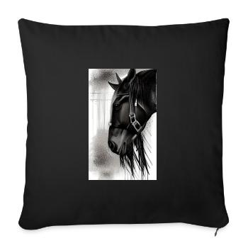 Horse | Horseback riding | Animal | Mount | Colorful - Sofa pillowcase 17,3'' x 17,3'' (45 x 45 cm) - black - Front