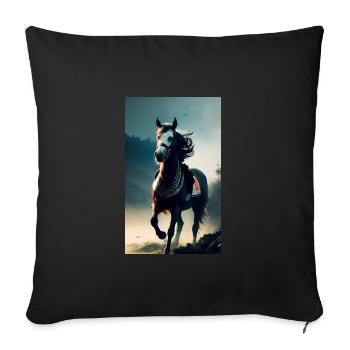 Cheval | Équitation | Animal | Monture | Coloré - Housse de coussin décorative 45 x 45 cm - noir - Devant