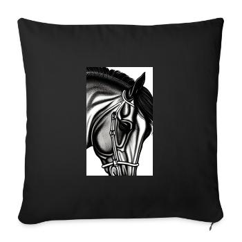 Cheval | Équitation | Animal | Monture | Coloré - Housse de coussin décorative 45 x 45 cm - noir - Devant