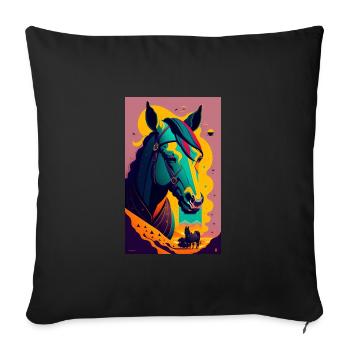 Cheval | Équitation | Animal | Monture | Coloré - Housse de coussin décorative 45 x 45 cm - noir - Devant
