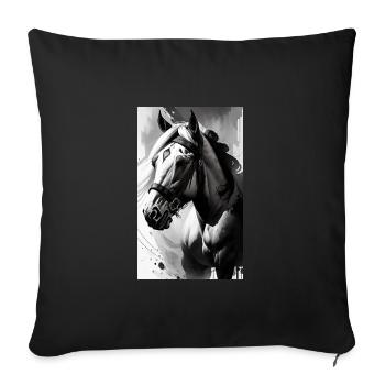 Cheval | Équitation | Animal | Monture | Coloré - Housse de coussin décorative 45 x 45 cm - noir - Devant