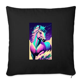Cheval | Équitation | Animal | Monture | Coloré - Housse de coussin décorative 45 x 45 cm - noir - Devant