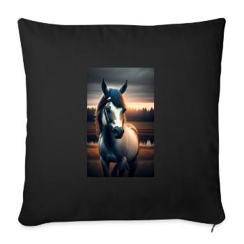 Cheval | Équitation | Animal | Monture | Coloré - Housse de coussin décorative 45 x 45 cm - noir - Devant
