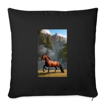 Cheval | Équitation | Animal | Monture | Coloré - Housse de coussin décorative 45 x 45 cm - noir - Devant
