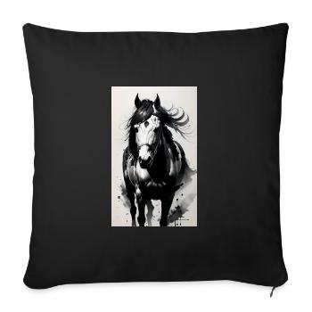 Horse | Horseback riding | Animal | Mount | Colorful - Sofa pillowcase 17,3'' x 17,3'' (45 x 45 cm) - black - Front