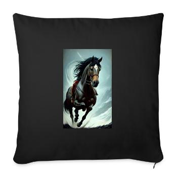 Cheval | Équitation | Animal | Monture | Coloré - Housse de coussin décorative 45 x 45 cm - noir - Devant
