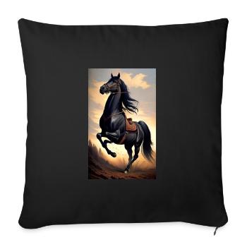 Cheval | Équitation | Animal | Monture | Coloré - Housse de coussin décorative 45 x 45 cm - noir - Devant
