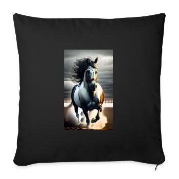 Horse | Horseback riding | Animal | Mount | Colorful - Sofa pillowcase 17,3'' x 17,3'' (45 x 45 cm) - black - Front