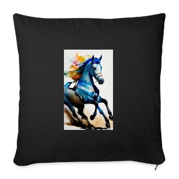 Cheval | Équitation | Animal | Monture | Coloré - Housse de coussin décorative 45 x 45 cm - noir - Devant