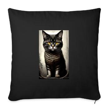 Cat | Pet | Cat fan - Sofa pillowcase 17,3'' x 17,3'' (45 x 45 cm) - black - Front