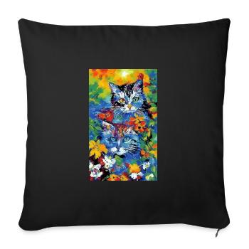 Cat | Pet | Cat Fan | cute | Kitten - Sofa pillowcase 17,3'' x 17,3'' (45 x 45 cm) - black - Front