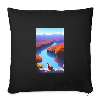 Cat | Pet | Cat Fan | Anime | Kitten - Sofa pillowcase 17,3'' x 17,3'' (45 x 45 cm) - black - Front